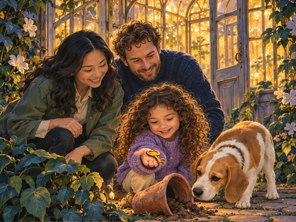 Maya and her family finding a key